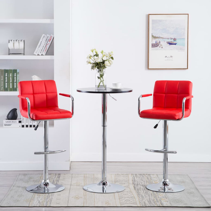 Barstoelen 2 st kunstleer rood