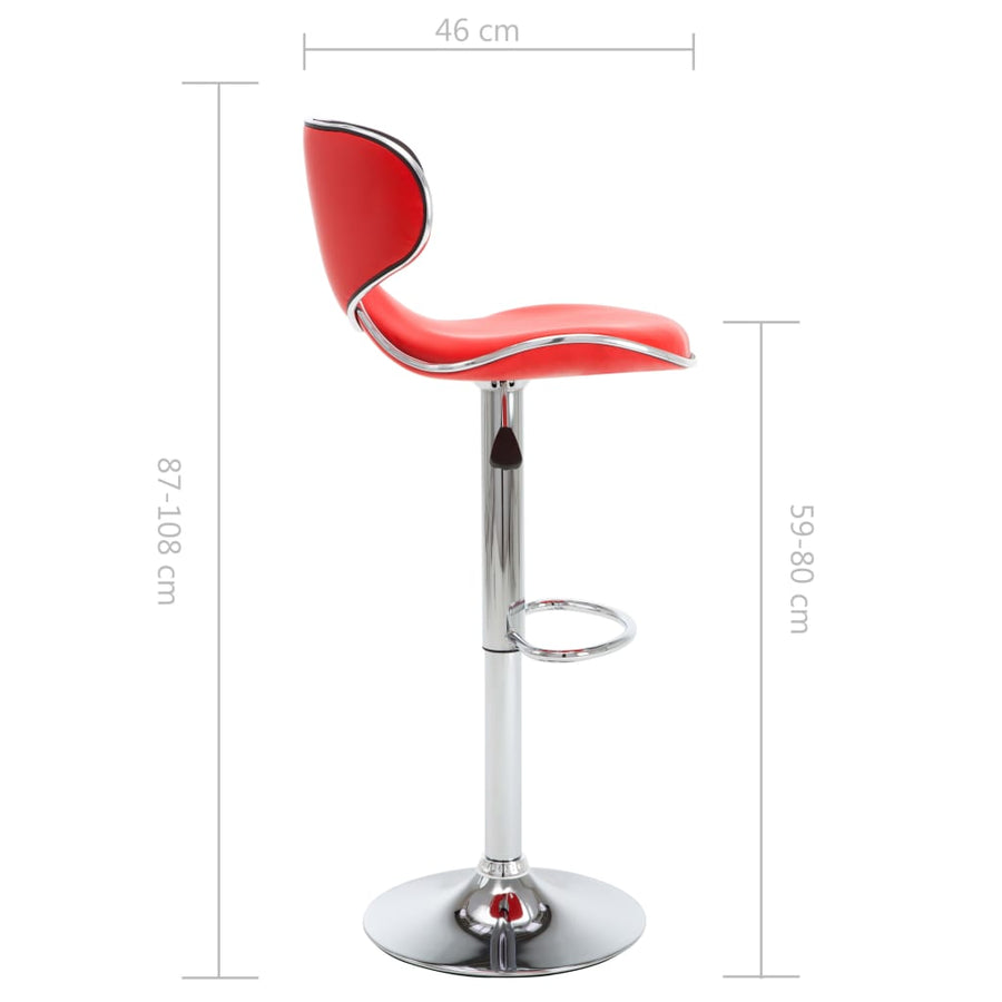 Barstoelen 2 st kunstleer rood