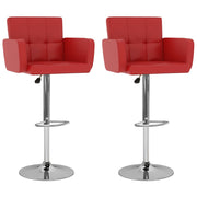 Barstoelen 2 st kunstleer rood 93-115 cm