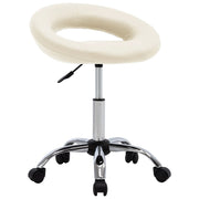 Werkstoel rollend kunstleer crème 46x43x55-66 cm