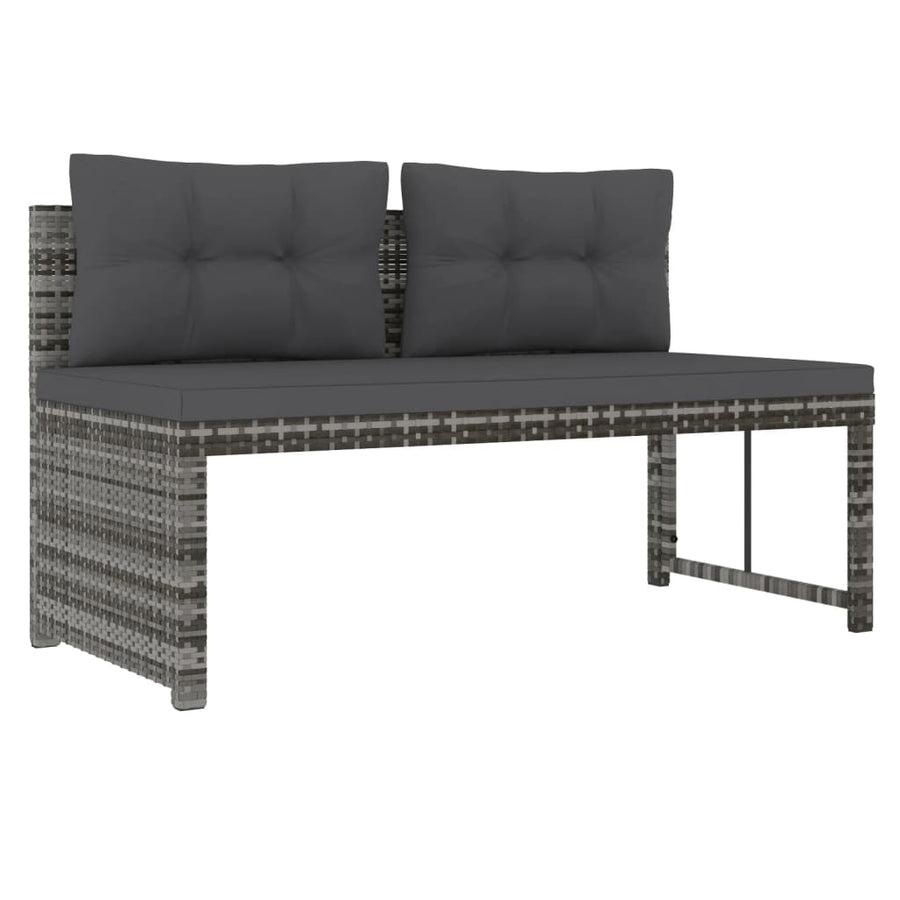 4-delige Tuinset met kussens poly rattan grijs
