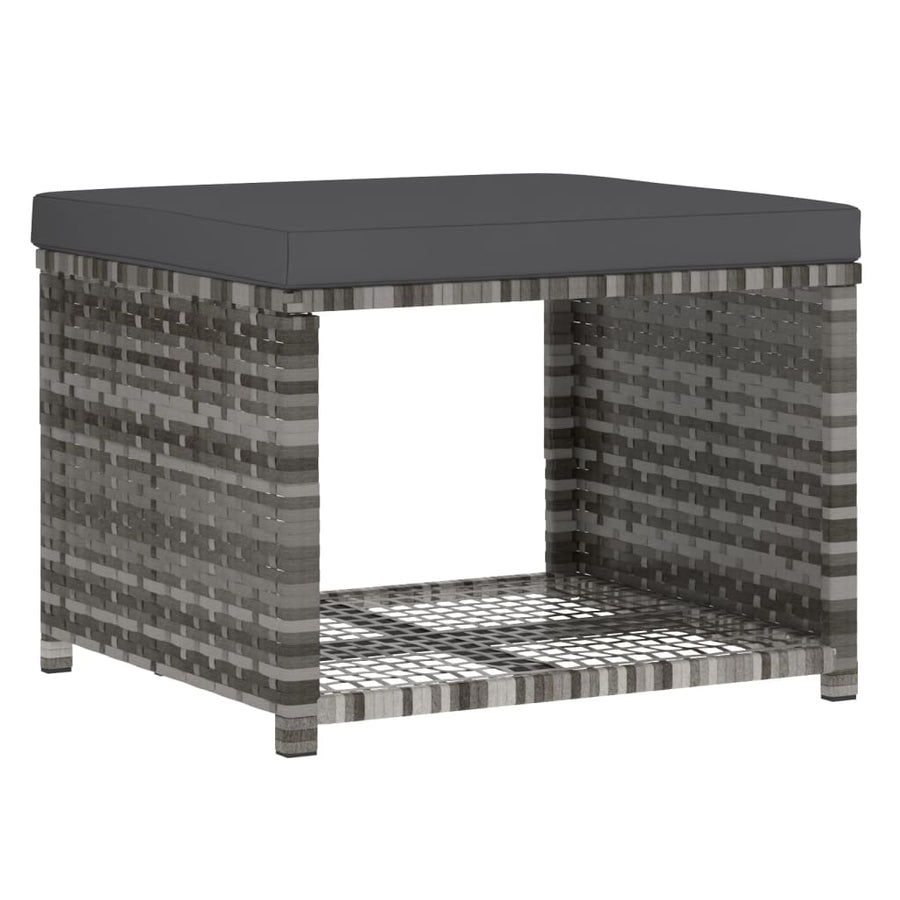 4-delige Tuinset met kussens poly rattan grijs