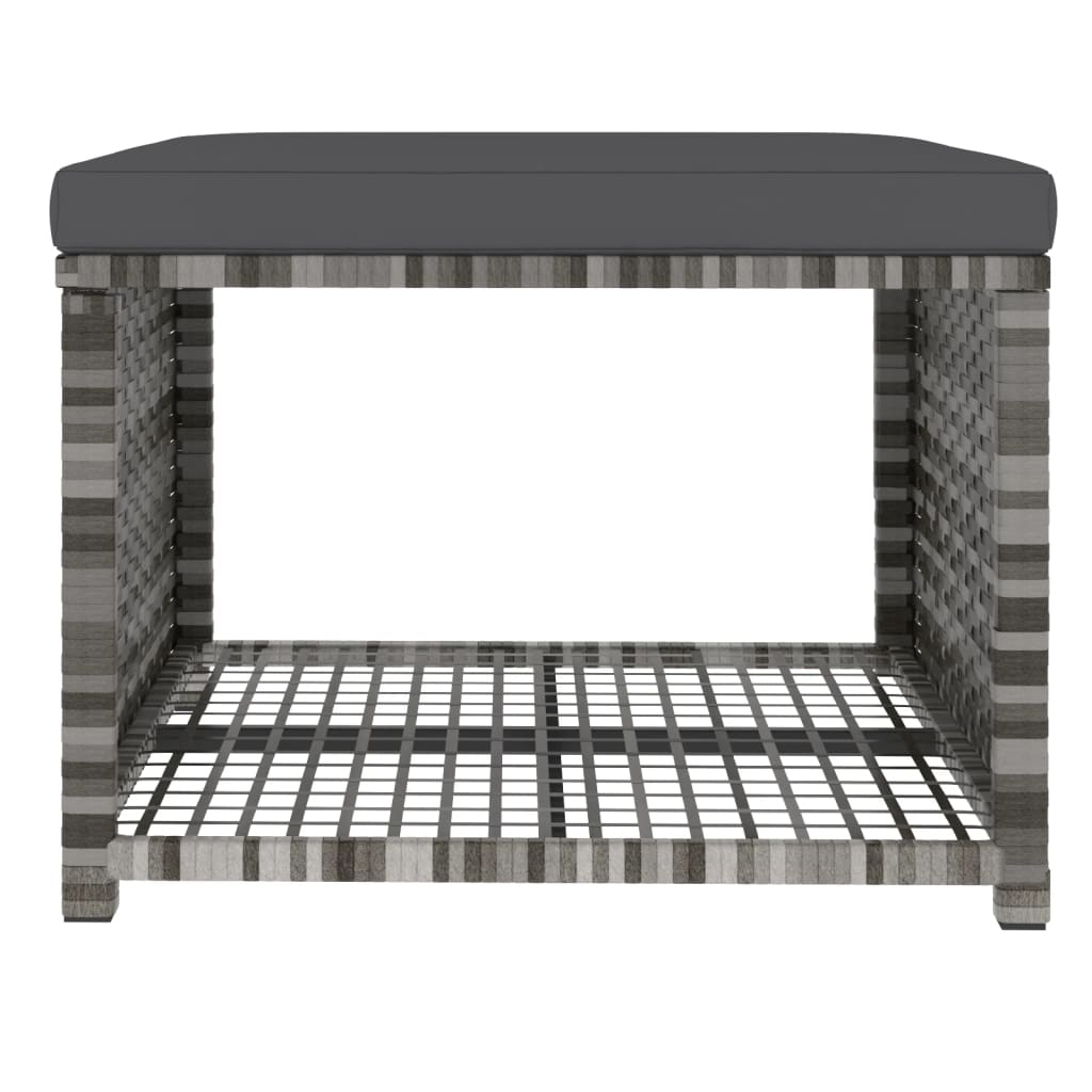 4-delige Tuinset met kussens poly rattan grijs