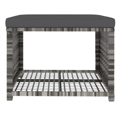 4-delige Tuinset met kussens poly rattan grijs