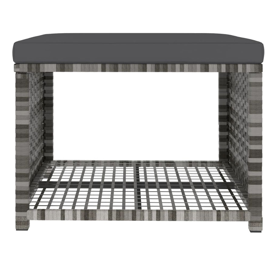 4-delige Tuinset met kussens poly rattan grijs