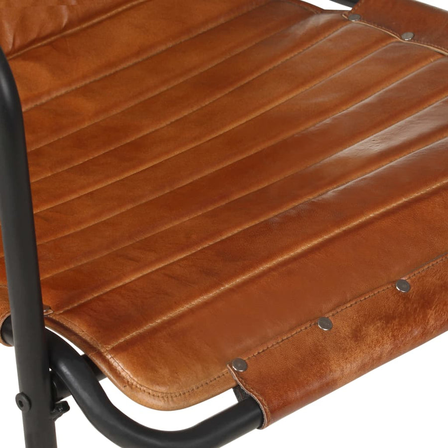 Relaxfauteuil met voetenbankje echt leer bruin