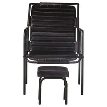 Relaxfauteuil Met Voetenbankje Echt Leer Zwart