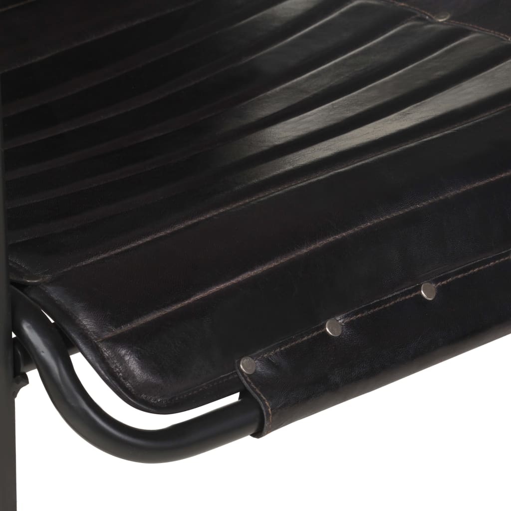 Relaxfauteuil Met Voetenbankje Echt Leer Zwart