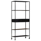 Bookcase 80x35x180 cm rough mango wood and iron