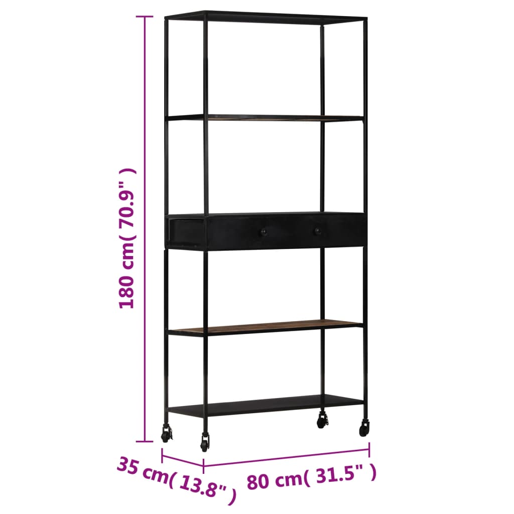 Boekenkast Ruw Mangohout En Ijzer 80 x 35 x 180 cm