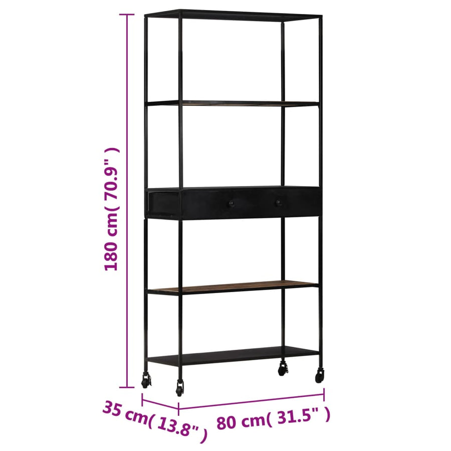 Boekenkast Ruw Mangohout En Ijzer 80 x 35 x 180 cm