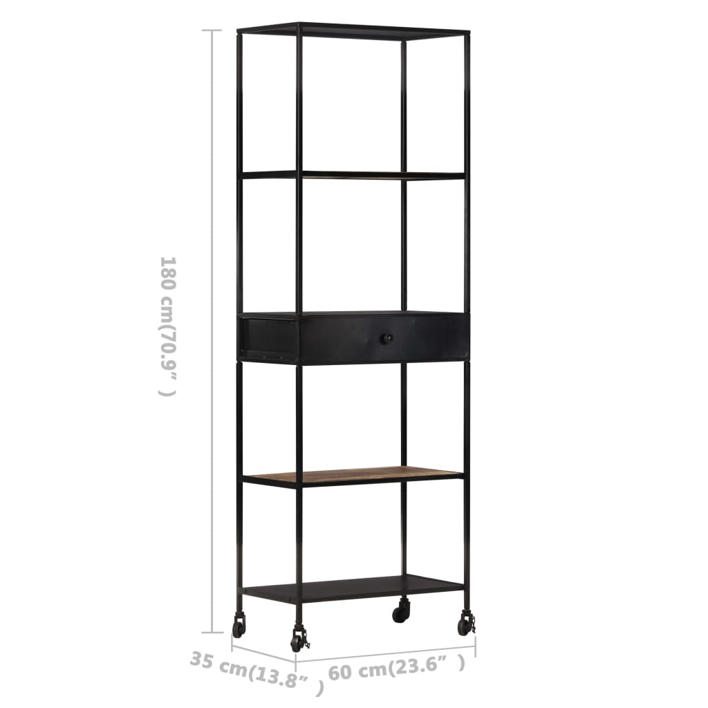 Boekenkast Ruw Mangohout En Ijzer 60 x 35 x 180 cm