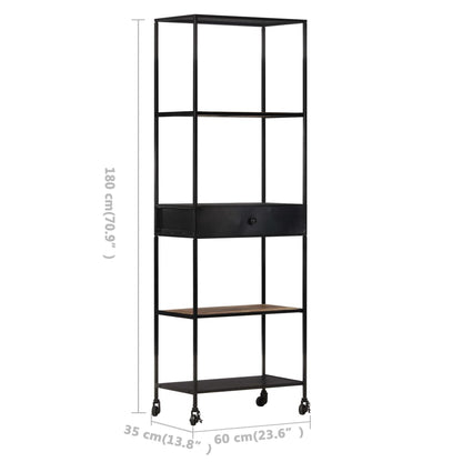 Boekenkast Ruw Mangohout En Ijzer 60 x 35 x 180 cm