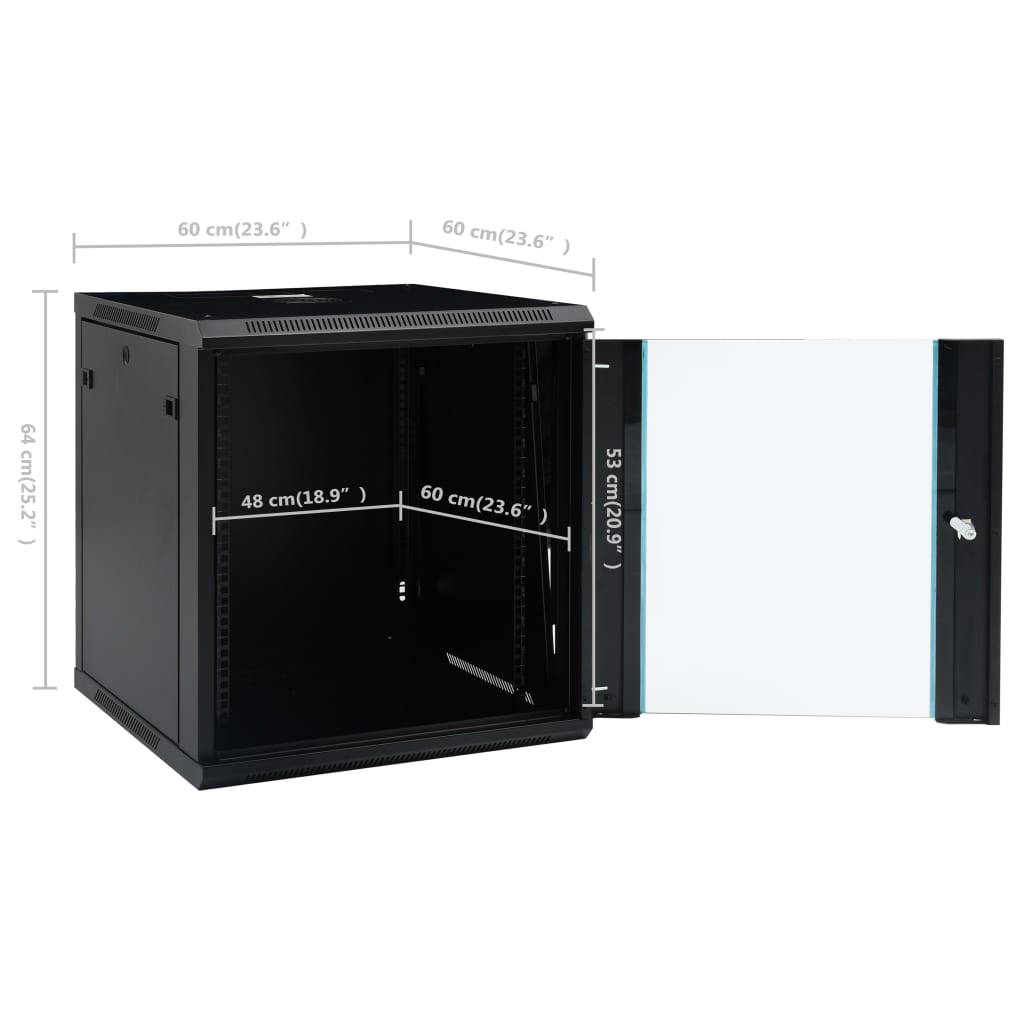 Netwerkkast voor aan de muur 12U 19" IP20 600x600x640 mm 600 x 600 x 640 mm