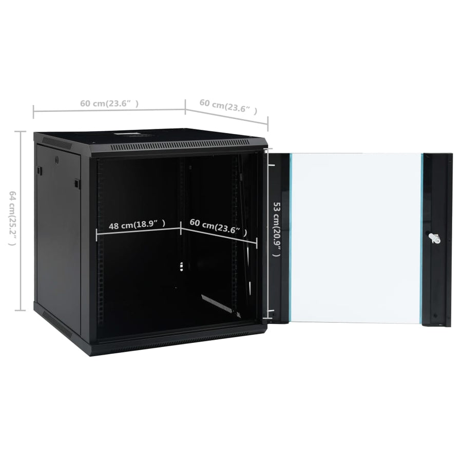 Netwerkkast voor aan de muur 12U 19" IP20 600x600x640 mm 600 x 600 x 640 mm