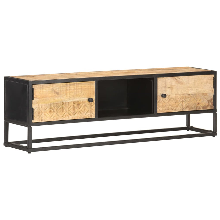 Tv-Meubel Met Bewerkte Deur Ruw Mangohout 130 x 30 x 40 cm