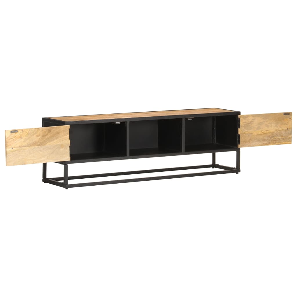 Tv-Meubel Met Bewerkte Deur Ruw Mangohout 130 x 30 x 40 cm