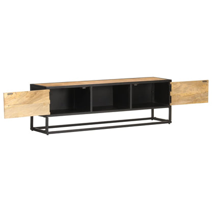 Tv-Meubel Met Bewerkte Deur Ruw Mangohout 130 x 30 x 40 cm