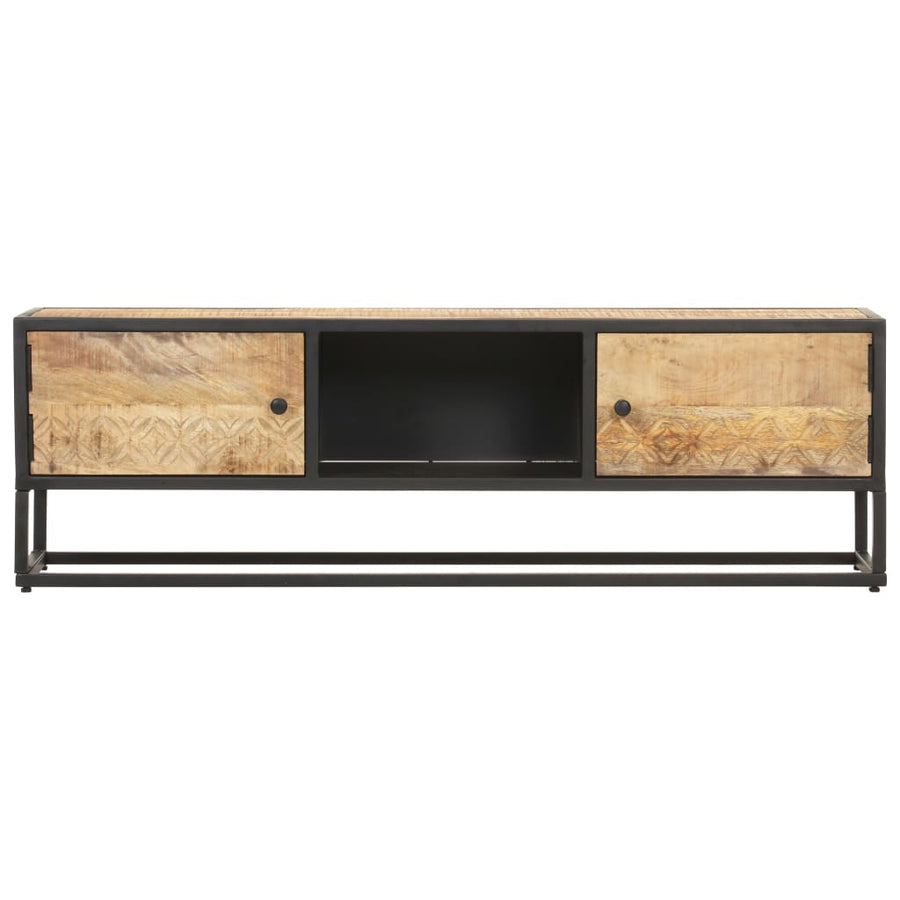 Tv-Meubel Met Bewerkte Deur Ruw Mangohout 130 x 30 x 40 cm