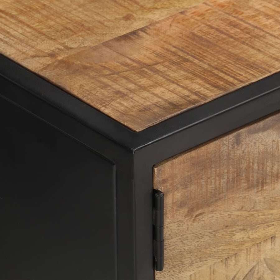 Tv-Meubel Met Bewerkte Deur Ruw Mangohout 130 x 30 x 40 cm