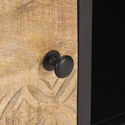 Tv-Meubel Met Bewerkte Deur Ruw Mangohout 130 x 30 x 40 cm