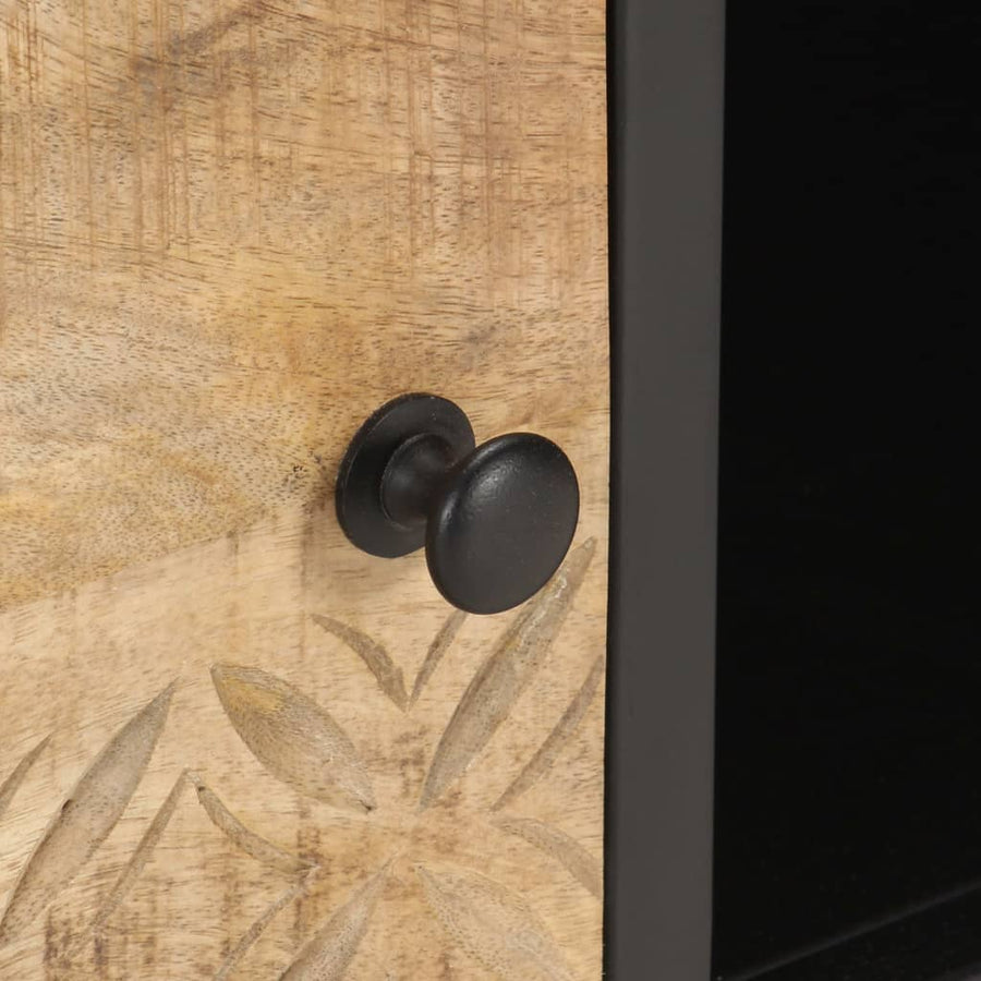Tv-Meubel Met Bewerkte Deur Ruw Mangohout 130 x 30 x 40 cm