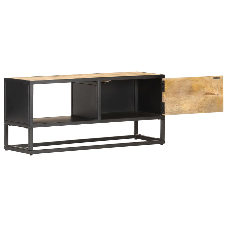 Tv-Meubel Met Bewerkte Deur Ruw Mangohout 90 x 30 x 40 cm