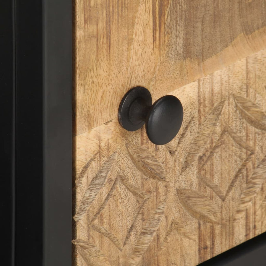 Tv-Meubel Met Bewerkte Deur Ruw Mangohout 90 x 30 x 40 cm