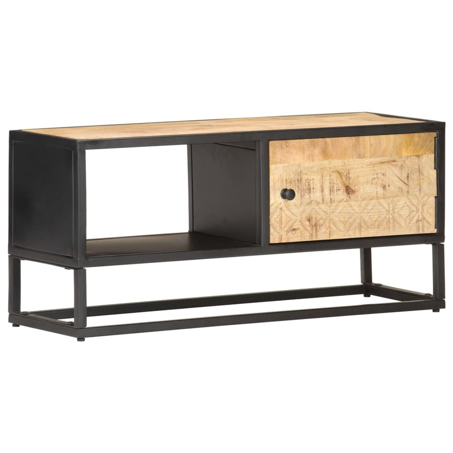 Tv-Meubel Met Bewerkte Deur Ruw Mangohout 90 x 30 x 40 cm
