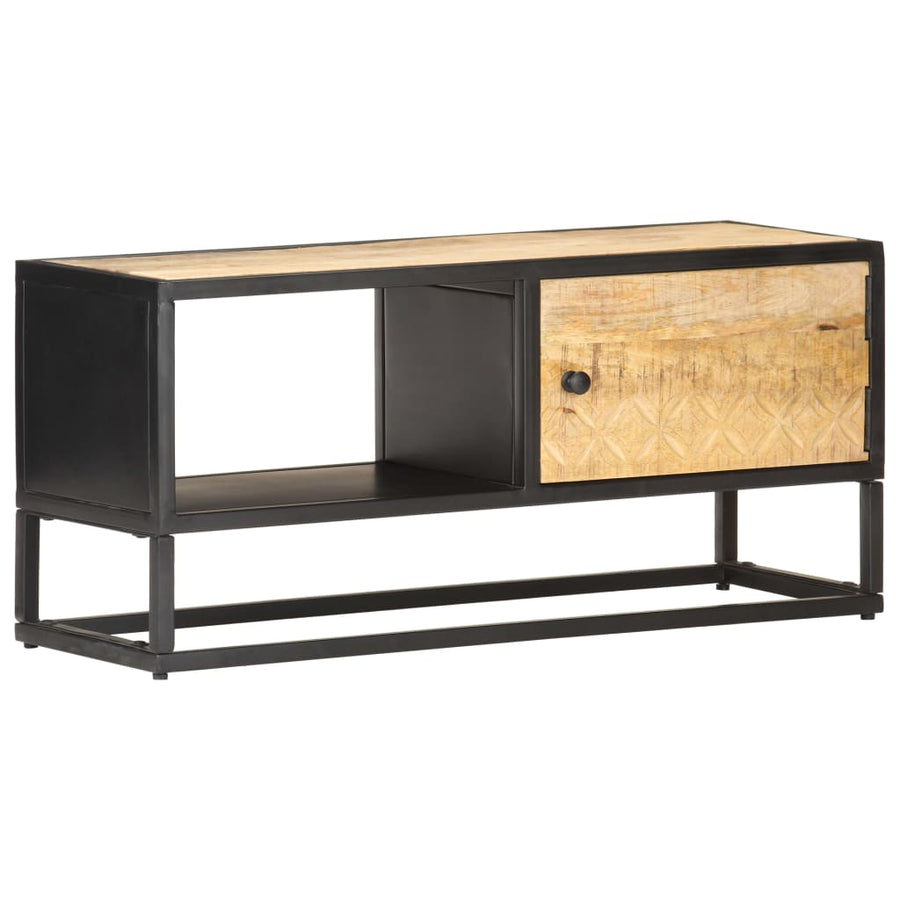 Tv-Meubel Met Bewerkte Deur Ruw Mangohout 90 x 30 x 40 cm