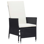Tuinstoel verstelbaar poly rattan zwart 62x131x106 cm