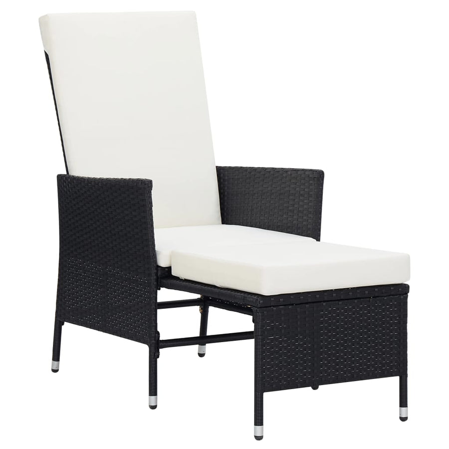 Tuinstoel Verstelbaar Met Kussens Poly Rattan Zwart