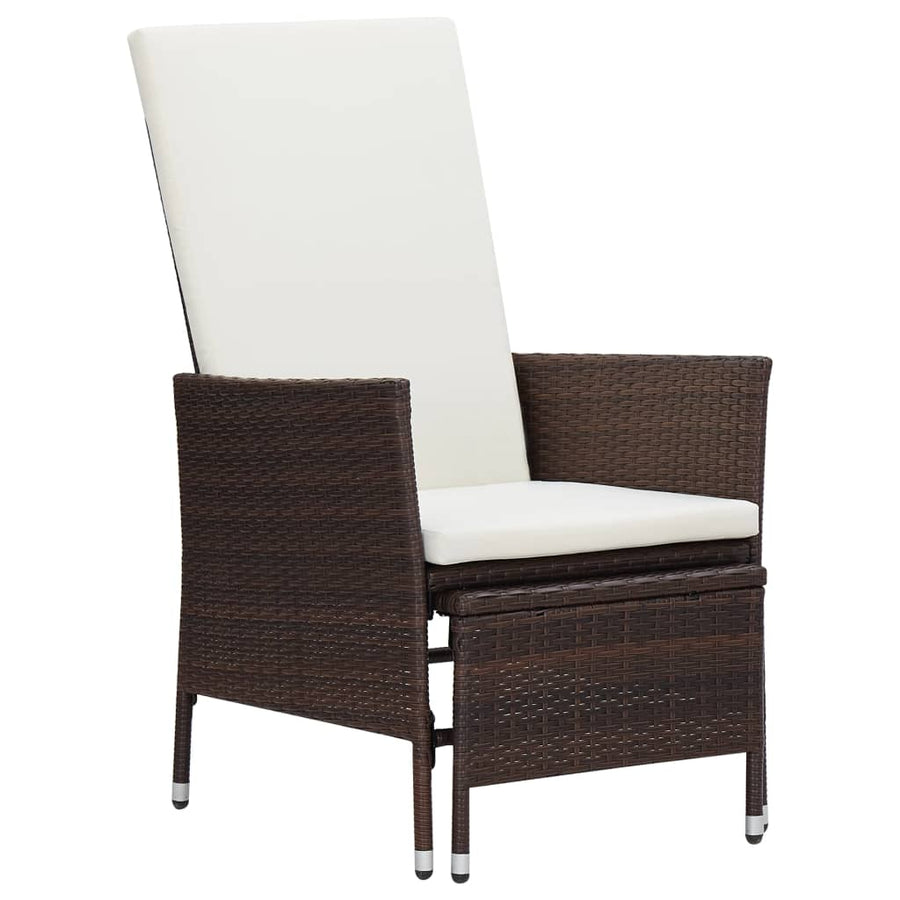 Tuinstoel Verstelbaar Met Kussens Poly Rattan Bruin