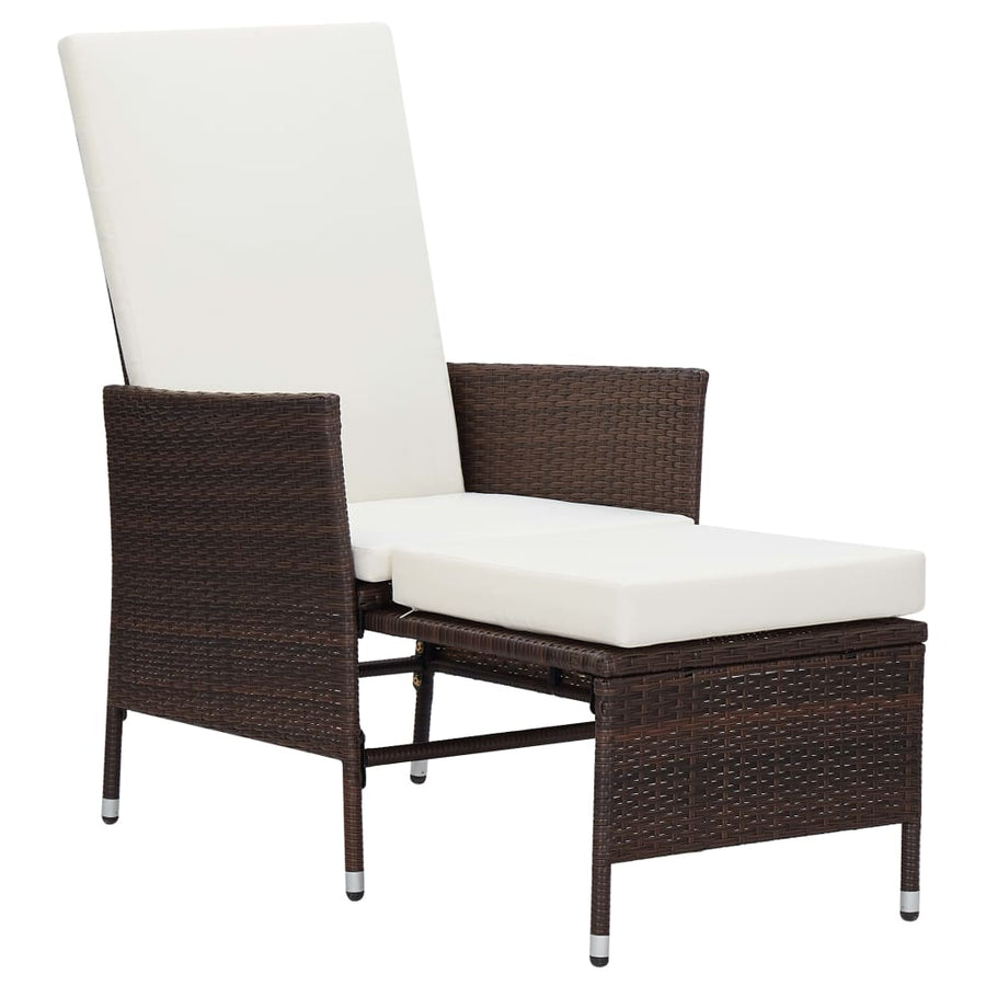Tuinstoel Verstelbaar Met Kussens Poly Rattan Bruin