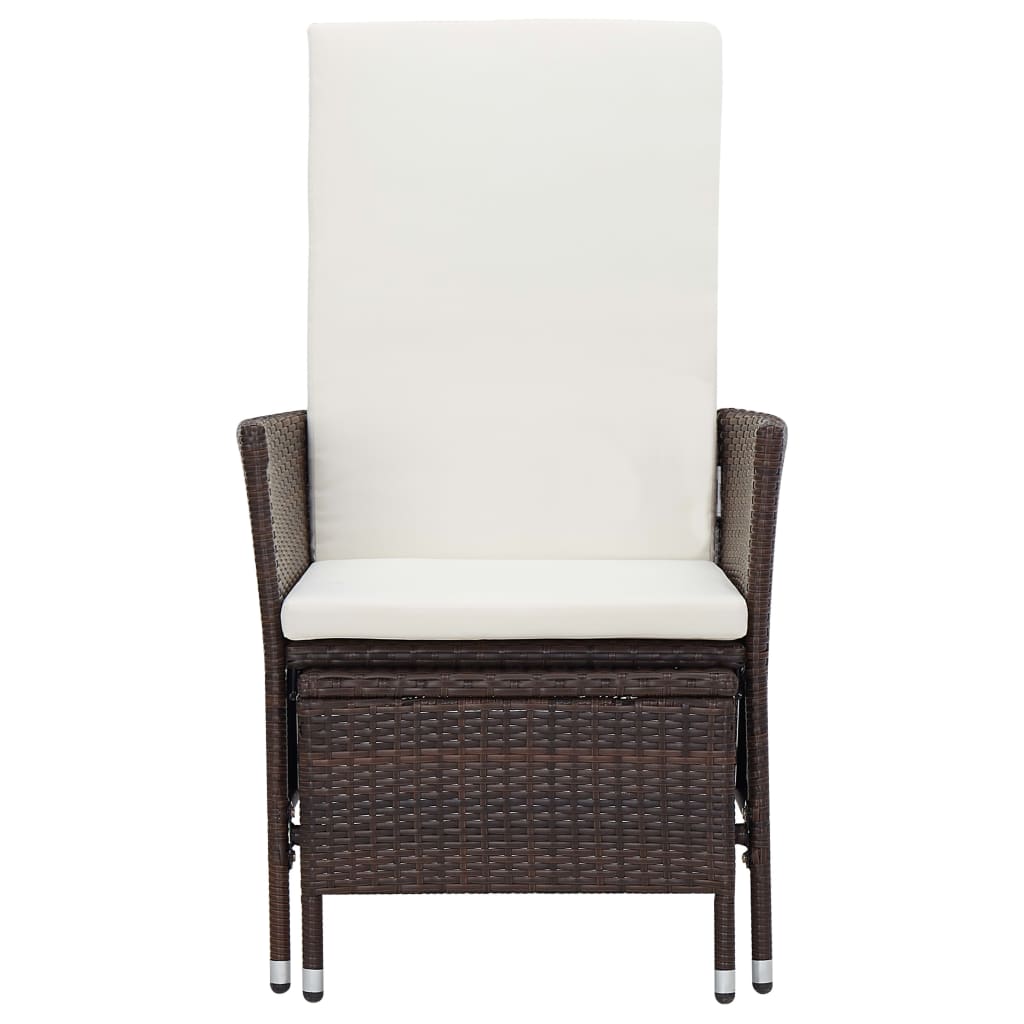 Tuinstoel Verstelbaar Met Kussens Poly Rattan Bruin