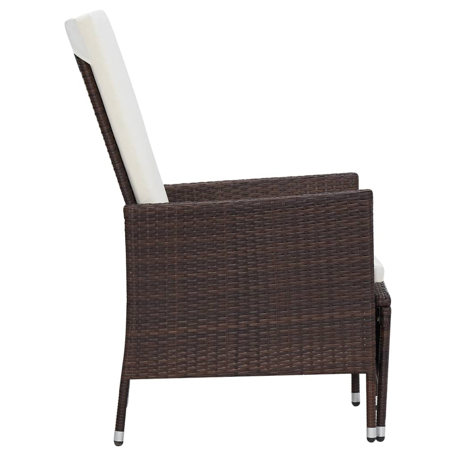 Tuinstoel Verstelbaar Met Kussens Poly Rattan Bruin