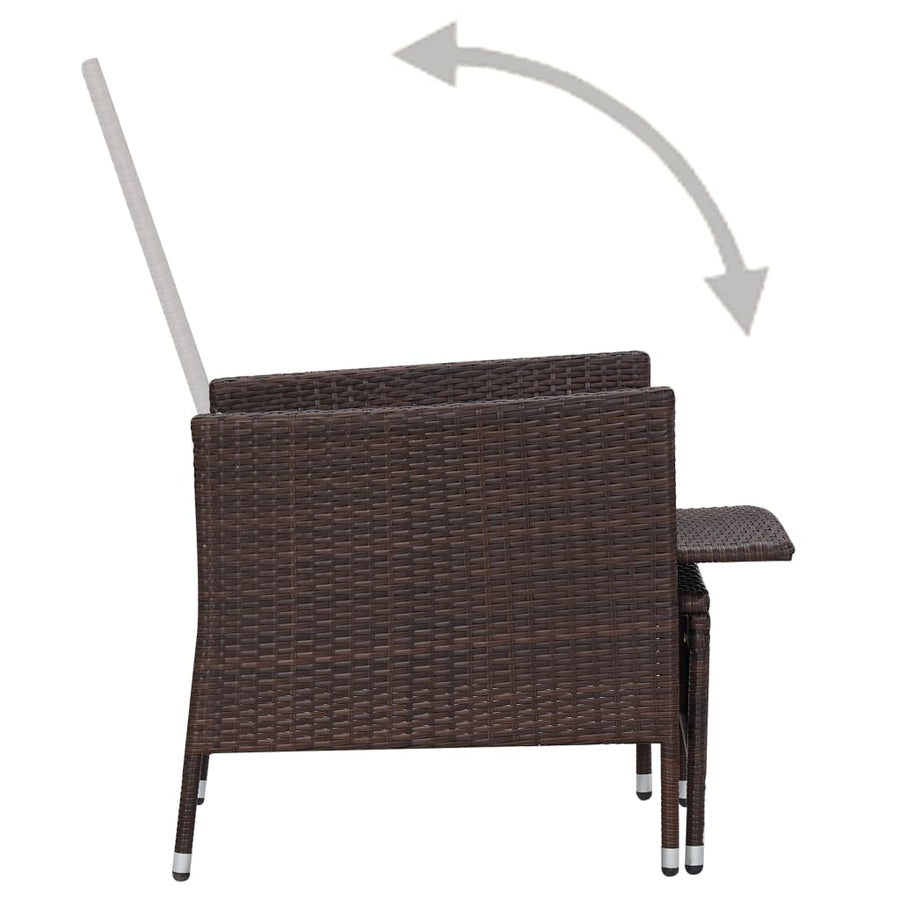 Tuinstoel Verstelbaar Met Kussens Poly Rattan Bruin