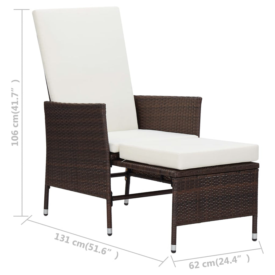 Tuinstoel Verstelbaar Met Kussens Poly Rattan Bruin