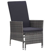 Tuinstoel verstelbaar poly rattan grijs met kussens
