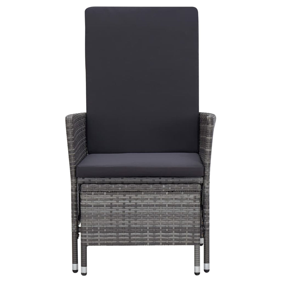 Tuinstoel Verstelbaar Met Kussens Poly Rattan Grijs