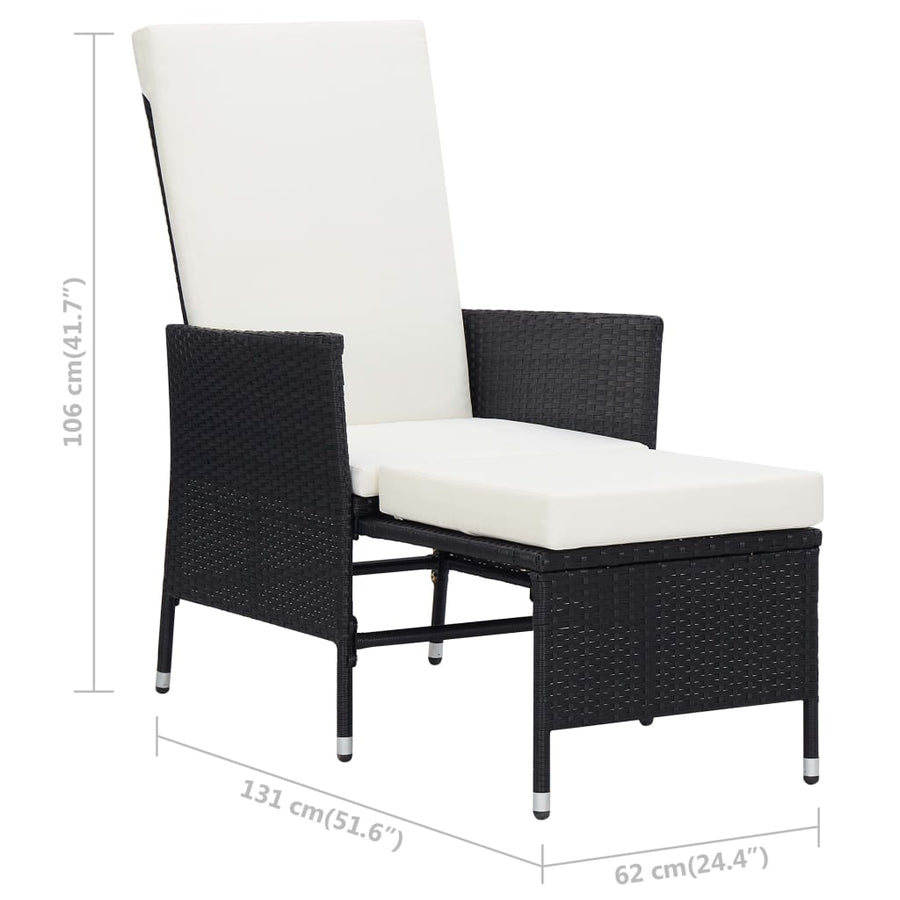 -Delige Loungeset Met Kussens Poly Rattan Zwart