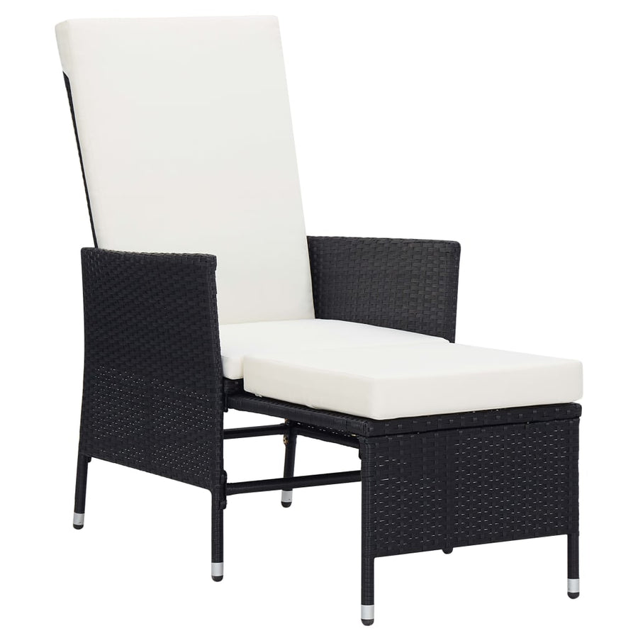 -Delige Loungeset Met Kussens Poly Rattan Zwart