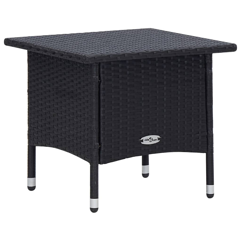 -Delige Loungeset Met Kussens Poly Rattan Zwart