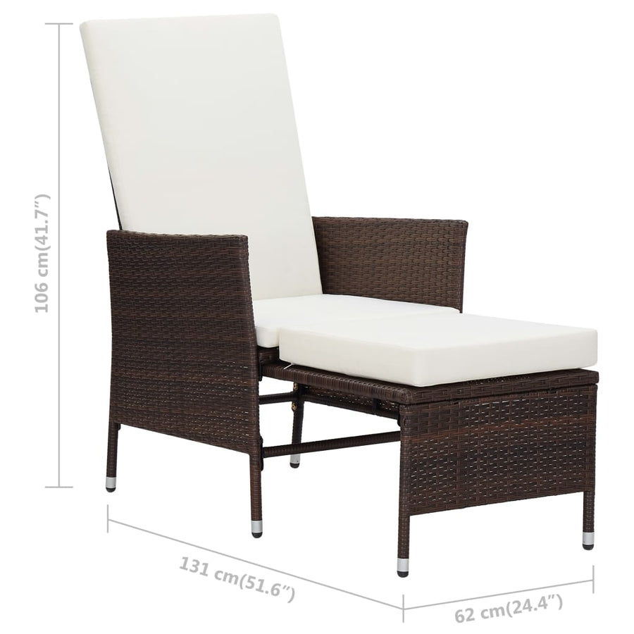 -Delige Loungeset Met Kussens Poly Rattan Bruin