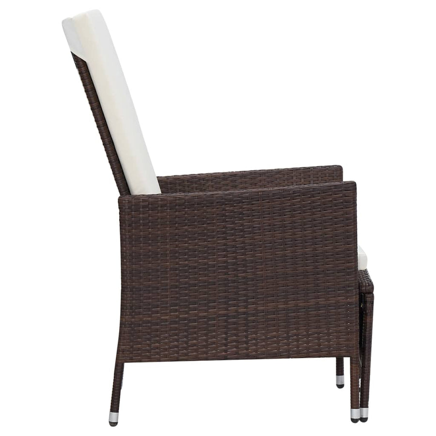 -Delige Loungeset Met Kussens Poly Rattan Bruin