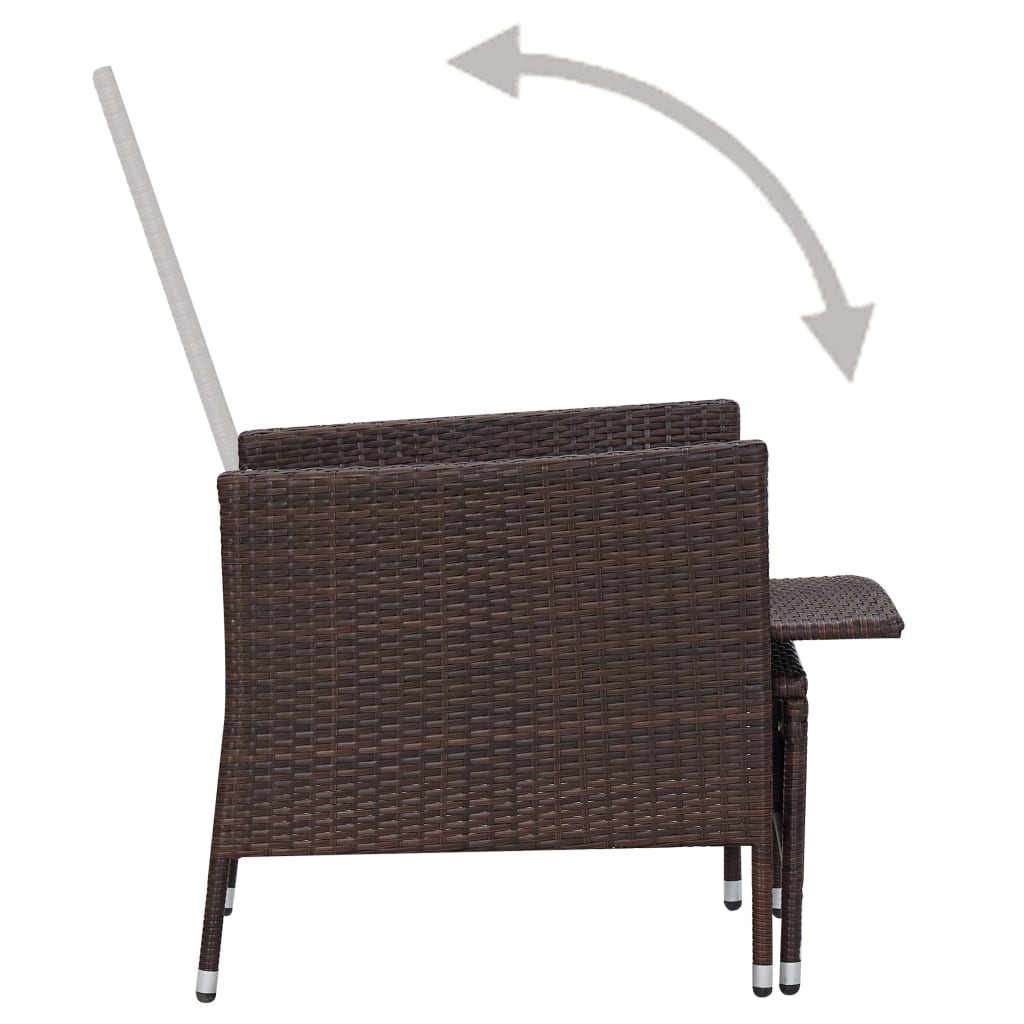 -Delige Loungeset Met Kussens Poly Rattan Bruin