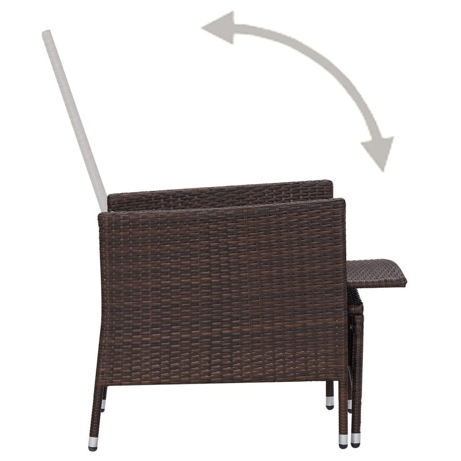 -Delige Loungeset Met Kussens Poly Rattan Bruin
