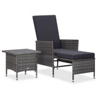 Loungeset 2-delig poly rattan grijs