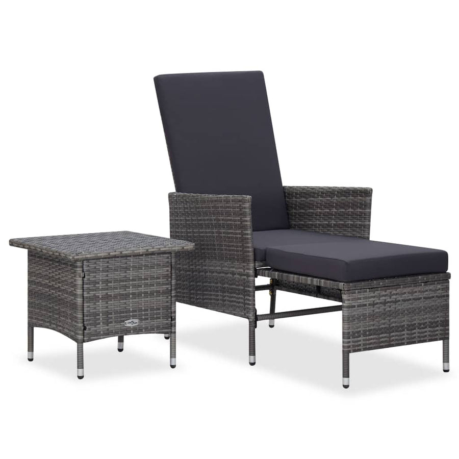 -Delige Loungeset Met Kussens Poly Rattan Grijs