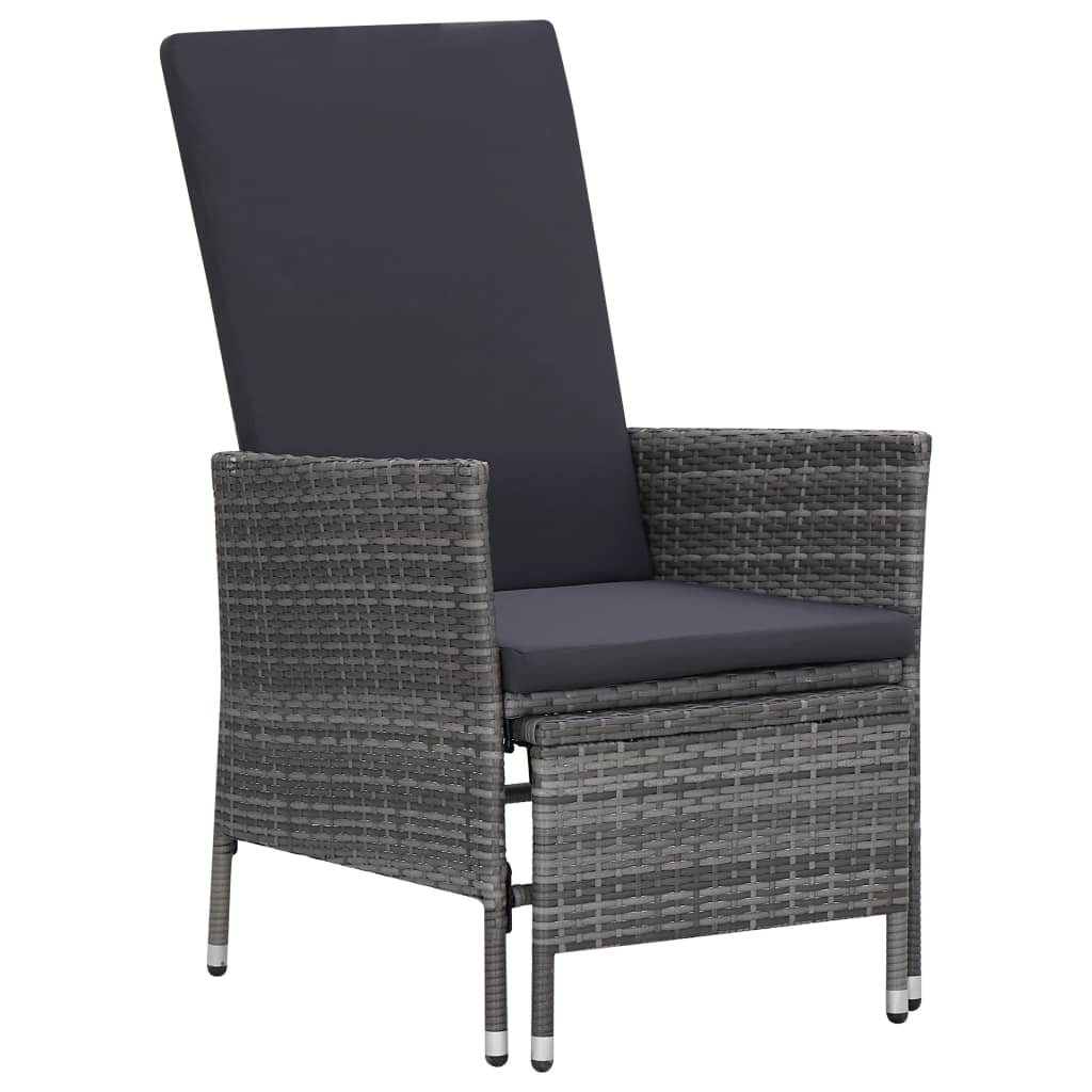 -Delige Loungeset Met Kussens Poly Rattan Grijs